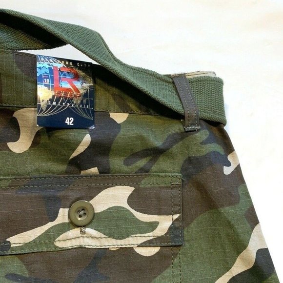 LR Scoop Camo Cargo Shorts Mens 42 Belted Ripstop Camouflage Outdoor Hiking NWT - Picture 8 of 12